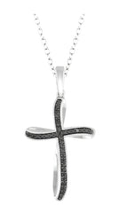 Parkplace Jewelers Silver Cross Black Diamond Pendant 86817PPSKSLPD