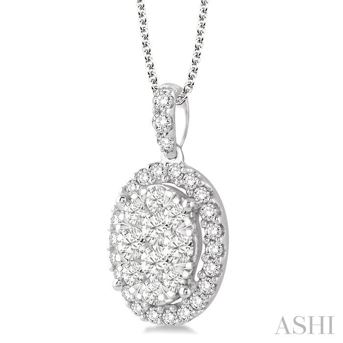 ASHI Oval Shape Halo Lovebright Essential Diamond Pendant 96070PPFVPDWG-2.00