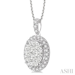 ASHI Oval Shape Halo Lovebright Essential Diamond Pendant 96070PPFVPDWG-2.00