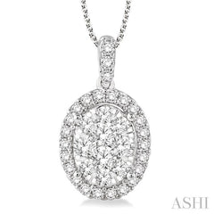 ASHI Oval Shape Halo Lovebright Essential Diamond Pendant 96070PPFVPDWG-2.00