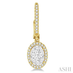 ASHI Oval Shape Halo Lovebright Essential Diamond Earrings 96072PPFVERYW