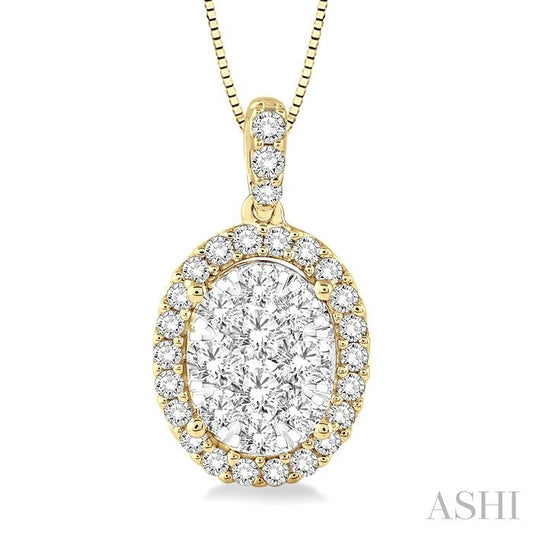 ASHI Oval Shape Halo Lovebright Essential Diamond Pendant 96072PPFVPDYW