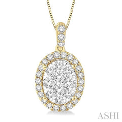 ASHI Oval Shape Halo Lovebright Essential Diamond Pendant 96072PPFVPDYW