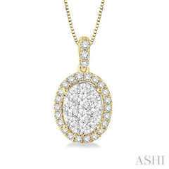 ASHI Oval Shape Halo Lovebright Essential Diamond Pendant 96075PPFVPDYW
