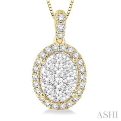 ASHI Oval Shape Halo Lovebright Essential Diamond Pendant 96075PPFVPDYW