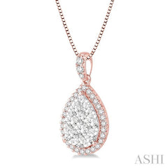ASHI Pear Shape Halo Lovebright Essential Diamond Pendant 96092PPFVPDPW