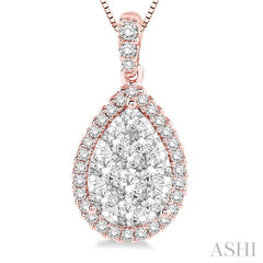 ASHI Pear Shape Halo Lovebright Essential Diamond Pendant 96092PPFVPDPW