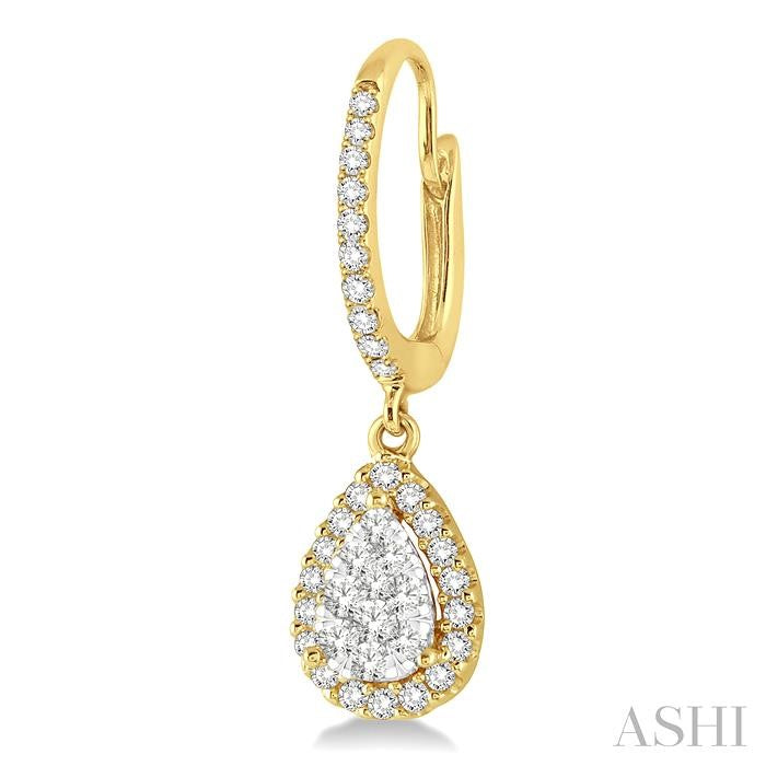 ASHI Pear Shape Halo Lovebright Essential Diamond Earrings 96093PPFGERYW