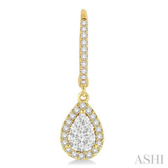 ASHI Pear Shape Halo Lovebright Essential Diamond Earrings 96093PPFGERYW