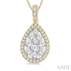 ASHI Pear Shape Halo Lovebright Essential Diamond Pendant 96093PPFGPDYW