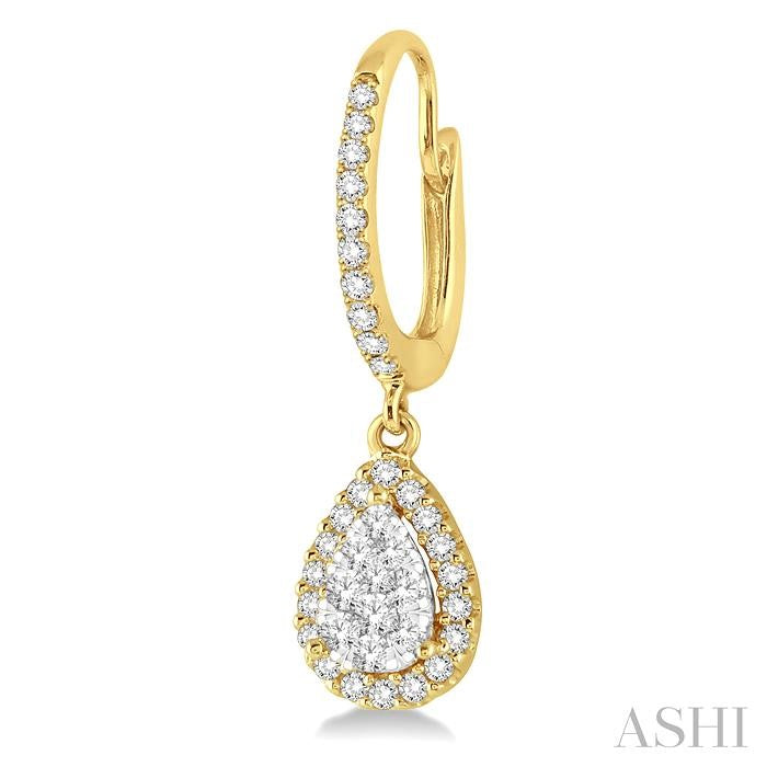 ASHI Pear Shape Halo Lovebright Essential Diamond Earrings 96094PPFGERYW