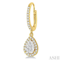 ASHI Pear Shape Halo Lovebright Essential Diamond Earrings 96094PPFGERYW