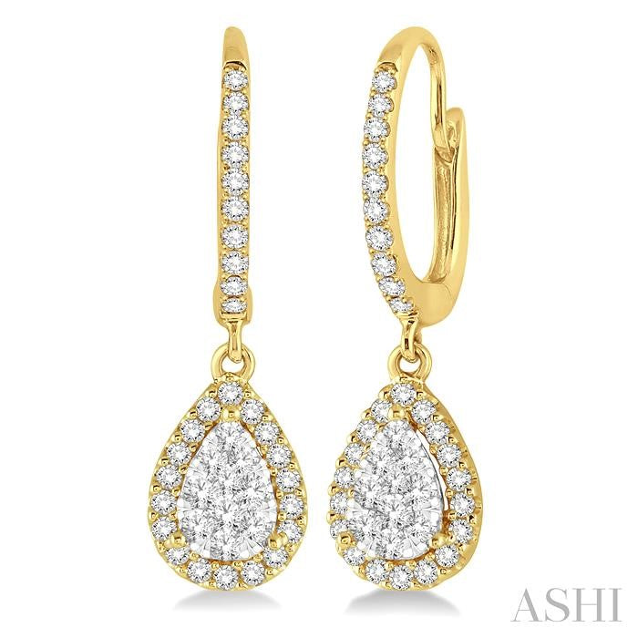 ASHI Pear Shape Halo Lovebright Essential Diamond Earrings 96094PPFGERYW