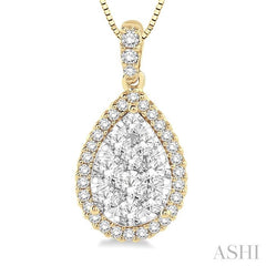 ASHI Pear Shape Halo Lovebright Essential Diamond Pendant 96095PPFGPDYW