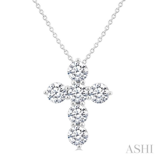 ASHI 6 Stone Cross Diamond Fashion Pendant 960C0PPFGPDWG-1.50