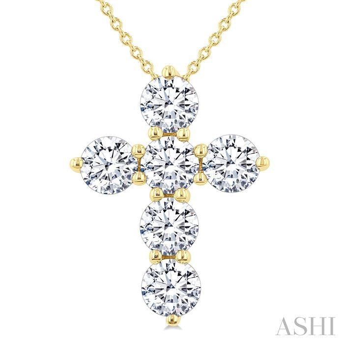 ASHI 6 Stone Cross Diamond Fashion Pendant 960C0PPFGPDYG-2.00