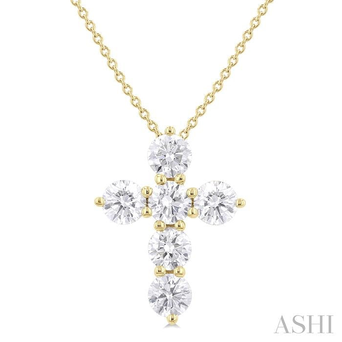 ASHI 6 Stone Cross Diamond Fashion Pendant 960C0PPFHPDYG-1.50