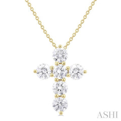 ASHI 6 Stone Cross Diamond Fashion Pendant 960C0PPFHPDYG-1.50