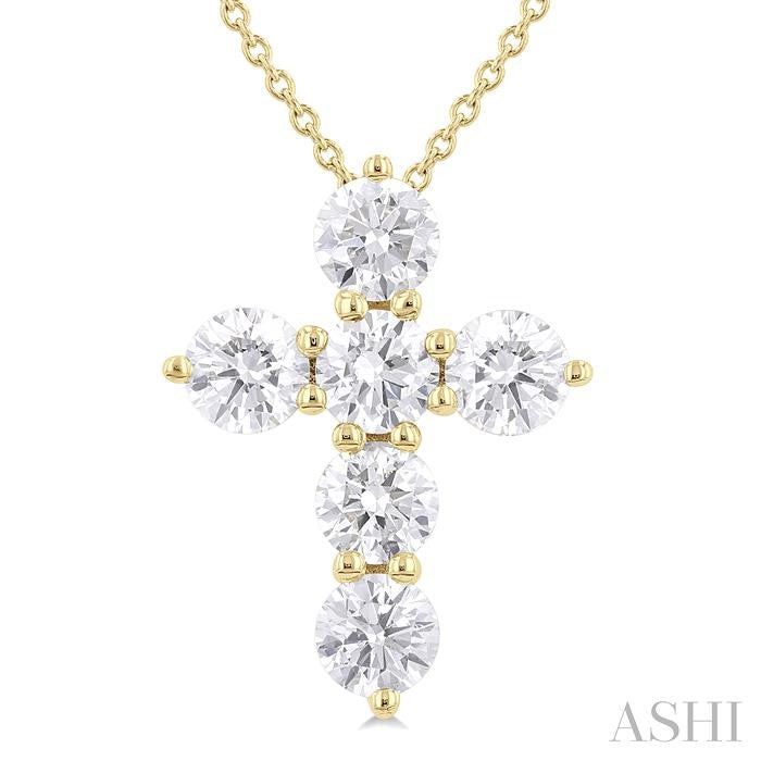 ASHI 6 Stone Cross Diamond Fashion Pendant 960C0PPFHPDYG-1.50