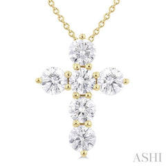 ASHI 6 Stone Cross Diamond Fashion Pendant 960C0PPFHPDYG-1.50