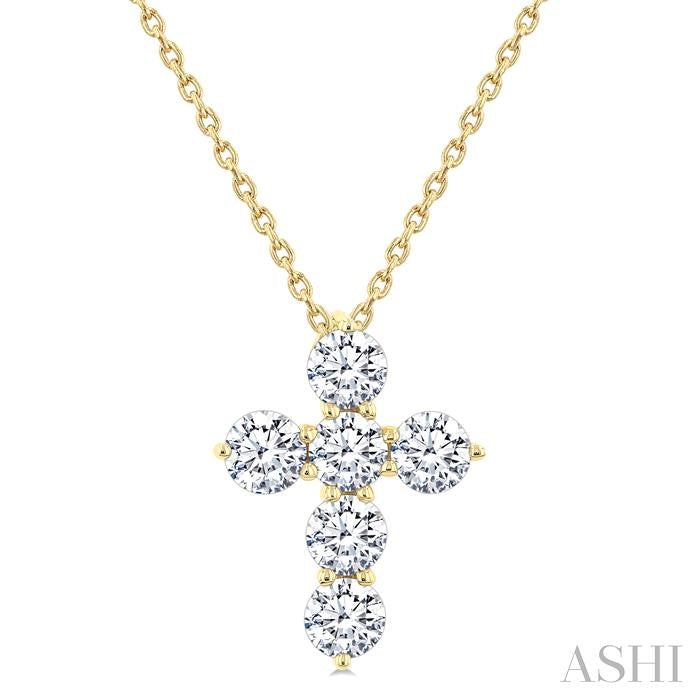 ASHI 6 Stone Cross Diamond Fashion Pendant 960C1PPFGPDYG