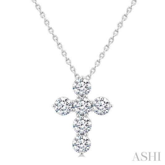 ASHI 6 Stone Cross Diamond Fashion Pendant 960C2PPFGPDWG