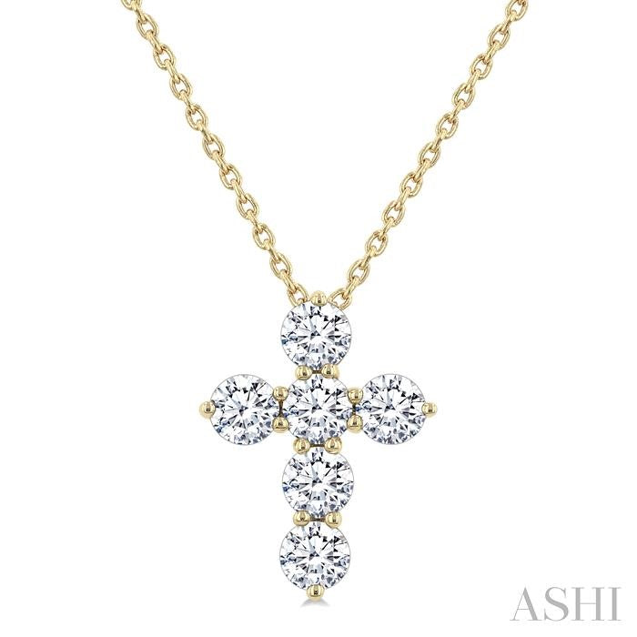 ASHI 6 Stone Cross Diamond Fashion Pendant 960C2PPFGPDYG