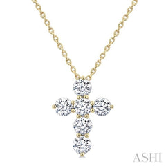 ASHI 6 Stone Cross Diamond Fashion Pendant 960C2PPFGPDYG