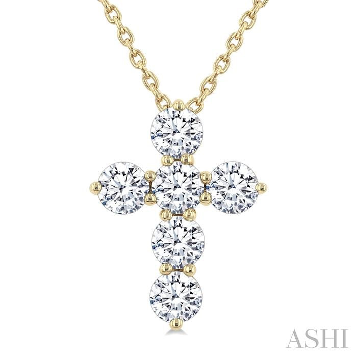 ASHI 6 Stone Cross Diamond Fashion Pendant 960C2PPFGPDYG
