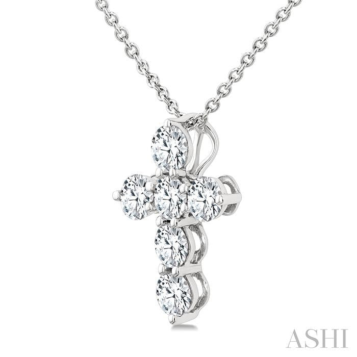 ASHI 6 Stone Cross Diamond Fashion Pendant 960C3PPFGPDWG