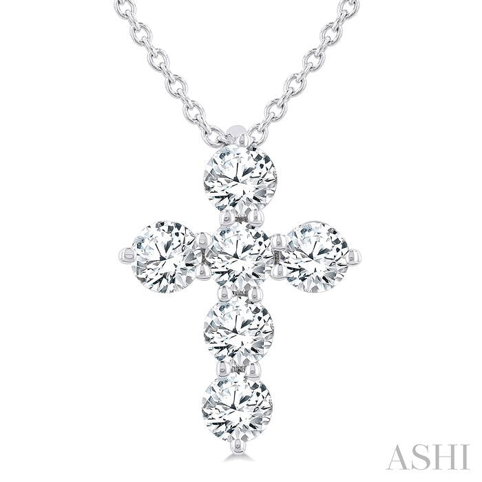 ASHI 6 Stone Cross Diamond Fashion Pendant 960C3PPFGPDWG