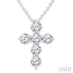 ASHI 6 Stone Cross Diamond Fashion Pendant 960C3PPFGPDWG