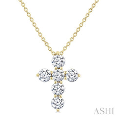 ASHI 6 Stone Cross Diamond Fashion Pendant 960C3PPFVPDYG