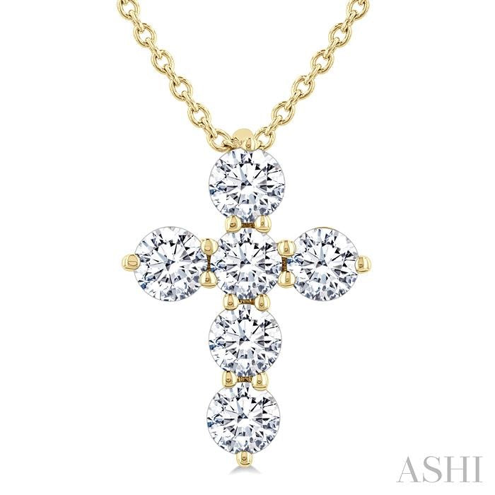 ASHI 6 Stone Cross Diamond Fashion Pendant 960C3PPFVPDYG