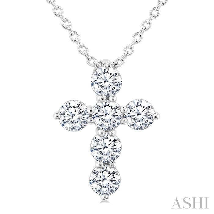 ASHI 6 Stone Cross Diamond Fashion Pendant 960C5PPFGPDWG