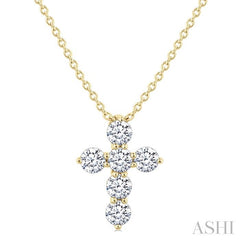 ASHI 6 Stone Cross Diamond Fashion Pendant 960C5PPFGPDYG