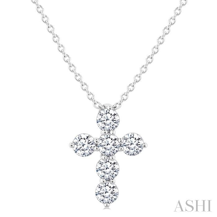 ASHI 6 Stone Cross Diamond Fashion Pendant 960C5PPFVPDWG