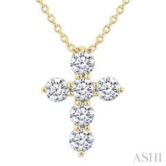 ASHI 6 Stone Cross Diamond Fashion Pendant 960C5PPFVPDYG