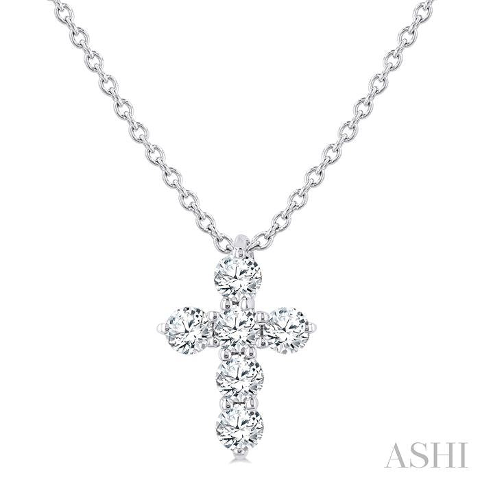 ASHI 6 Stone Cross Diamond Fashion Pendant 960C6PPFGPDWG
