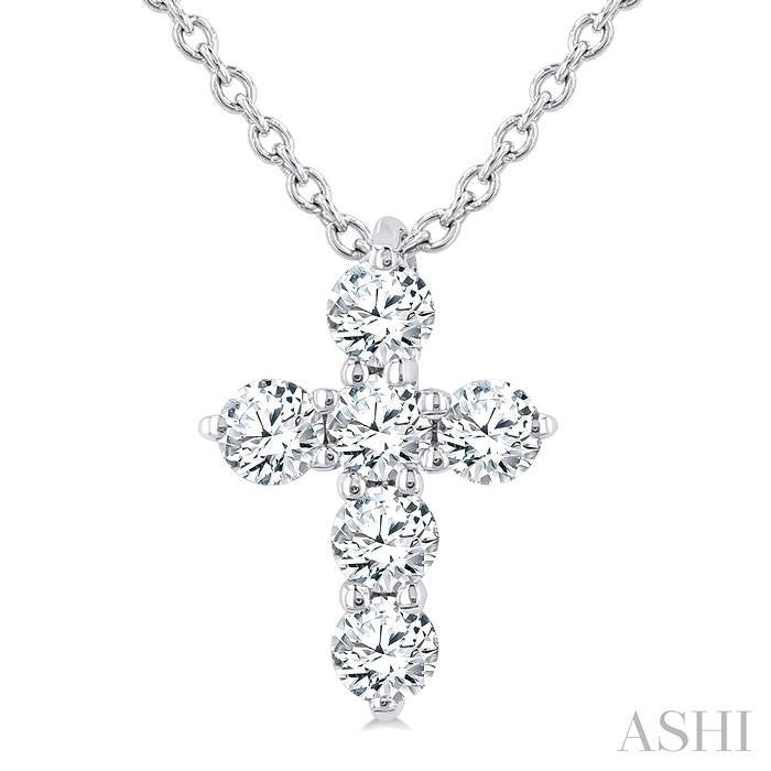 ASHI 6 Stone Cross Diamond Fashion Pendant 960C6PPFGPDWG