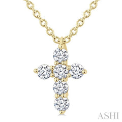 ASHI 6 Stone Cross Diamond Fashion Pendant 960C8PPFGPDYG
