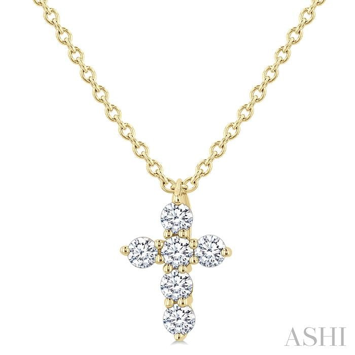ASHI 6 Stone Cross Diamond Fashion Pendant 960C8PPFVPDYG