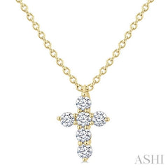 ASHI 6 Stone Cross Diamond Fashion Pendant 960C8PPFVPDYG