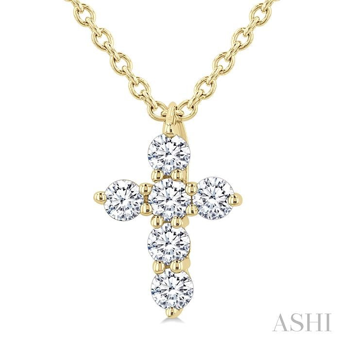ASHI 6 Stone Cross Diamond Fashion Pendant 960C8PPFVPDYG