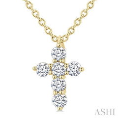 ASHI 6 Stone Cross Diamond Fashion Pendant 960C8PPFVPDYG