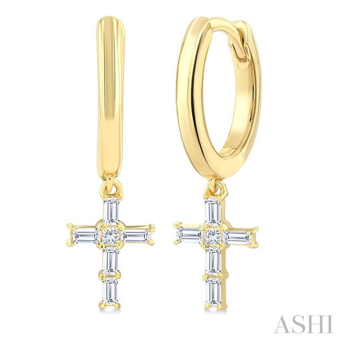 ASHI Cross Petite Diamond Fashion Hoop Earrings 960D7PPTGERYG