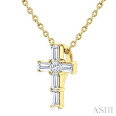 ASHI Cross Petite Diamond Fashion Pendant 960D8PPTGPDYG