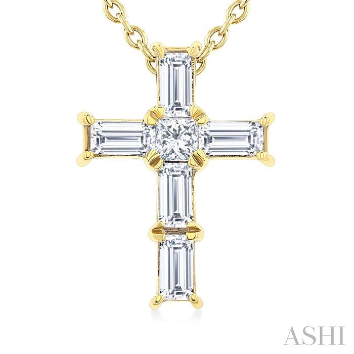 ASHI Cross Petite Diamond Fashion Pendant 960D8PPTGPDYG