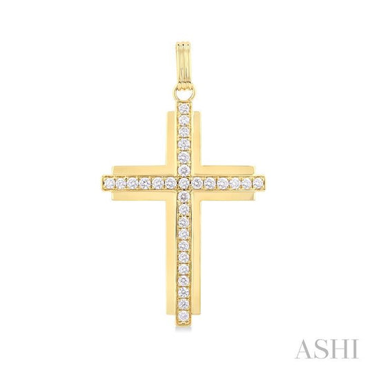 ASHI Cross Diamond Fashion Pendant 961C0PPFGPDYG-2.00