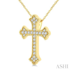 ASHI Cross Petite Diamond Fashion Pendant 961D7PPTGPDYG